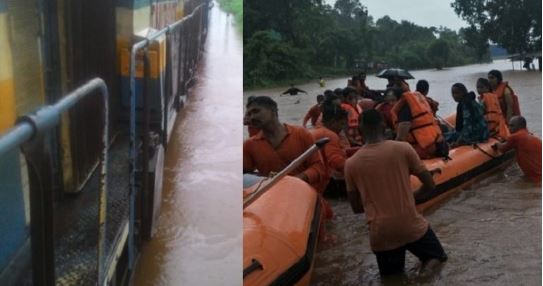 ২ হাজার যাত্রী নিয়ে পানির মধ্যে আ'টকে গেল ট্রেন